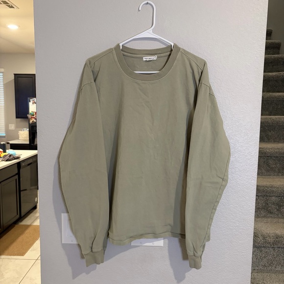 Good American Olive Green Long Sleeve Pullover Sweatshirt Cozy Basic SIZE 1/2 - Picture 2 of 5